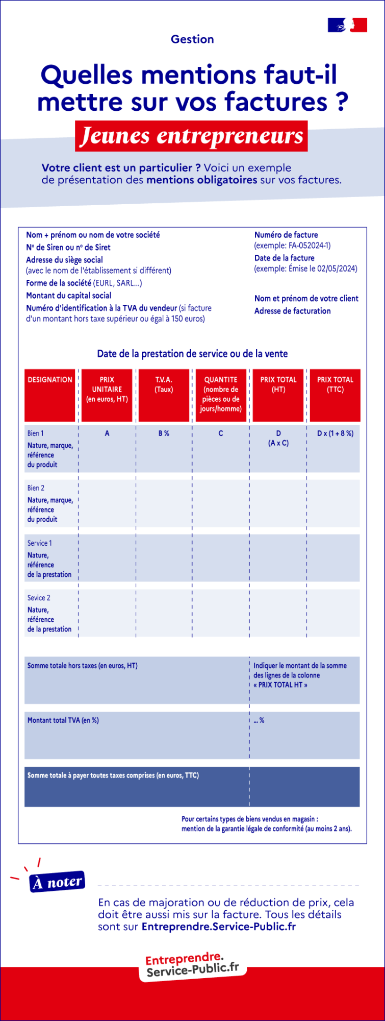 Comment rédiger vos factures à destination des particuliers ? Voici un modèle de facture pour vos clients particuliers avec les mentions obligatoires qui doivent y figurer.